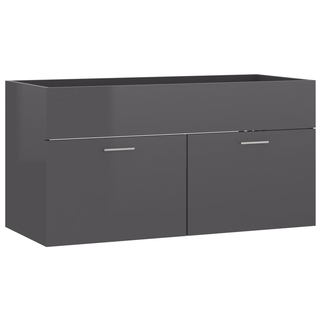 Servantskap høyglans grå 90x38,5x46 cm konstruert tre