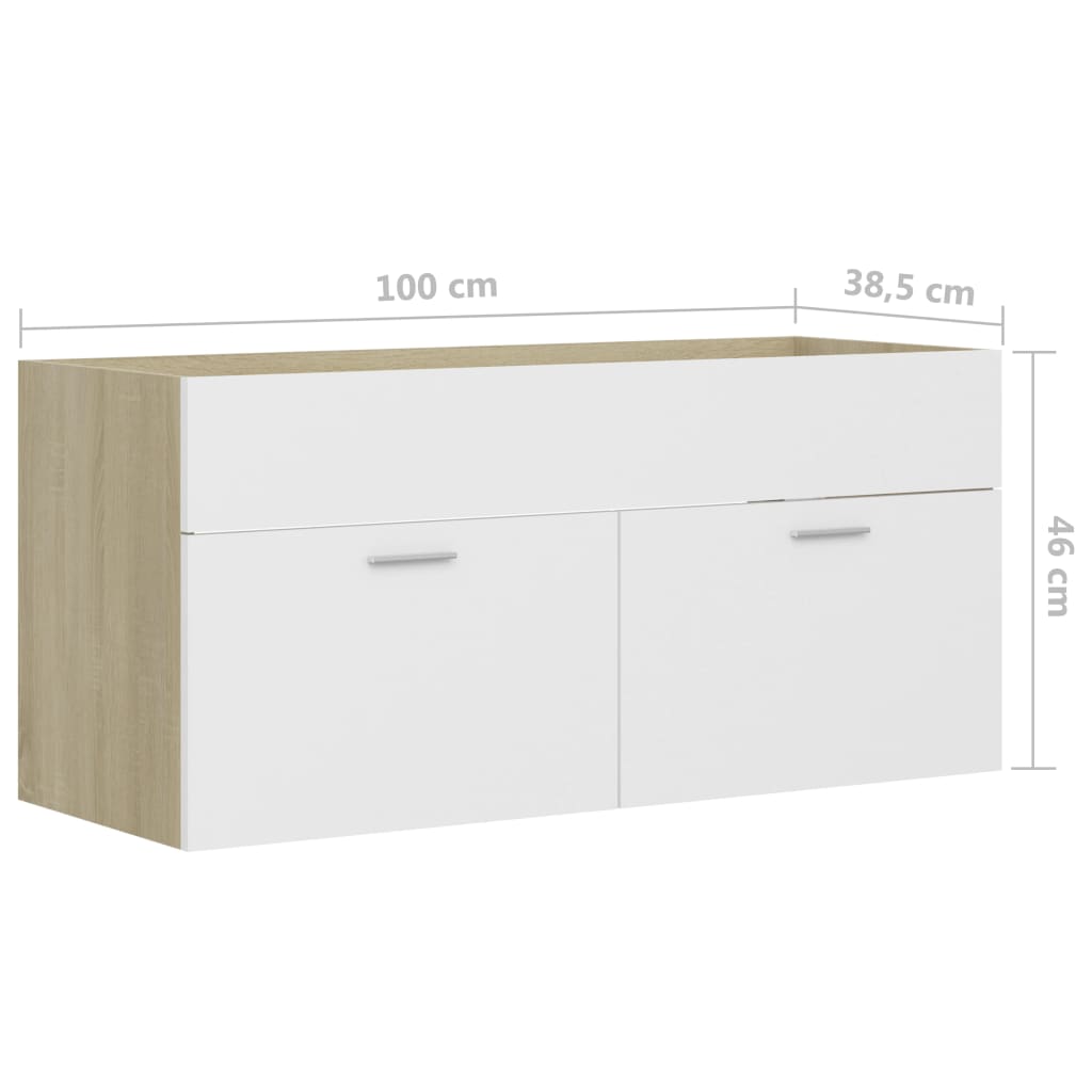 Servantskap hvit og sonoma eik 100x38,5x46 cm sponplate