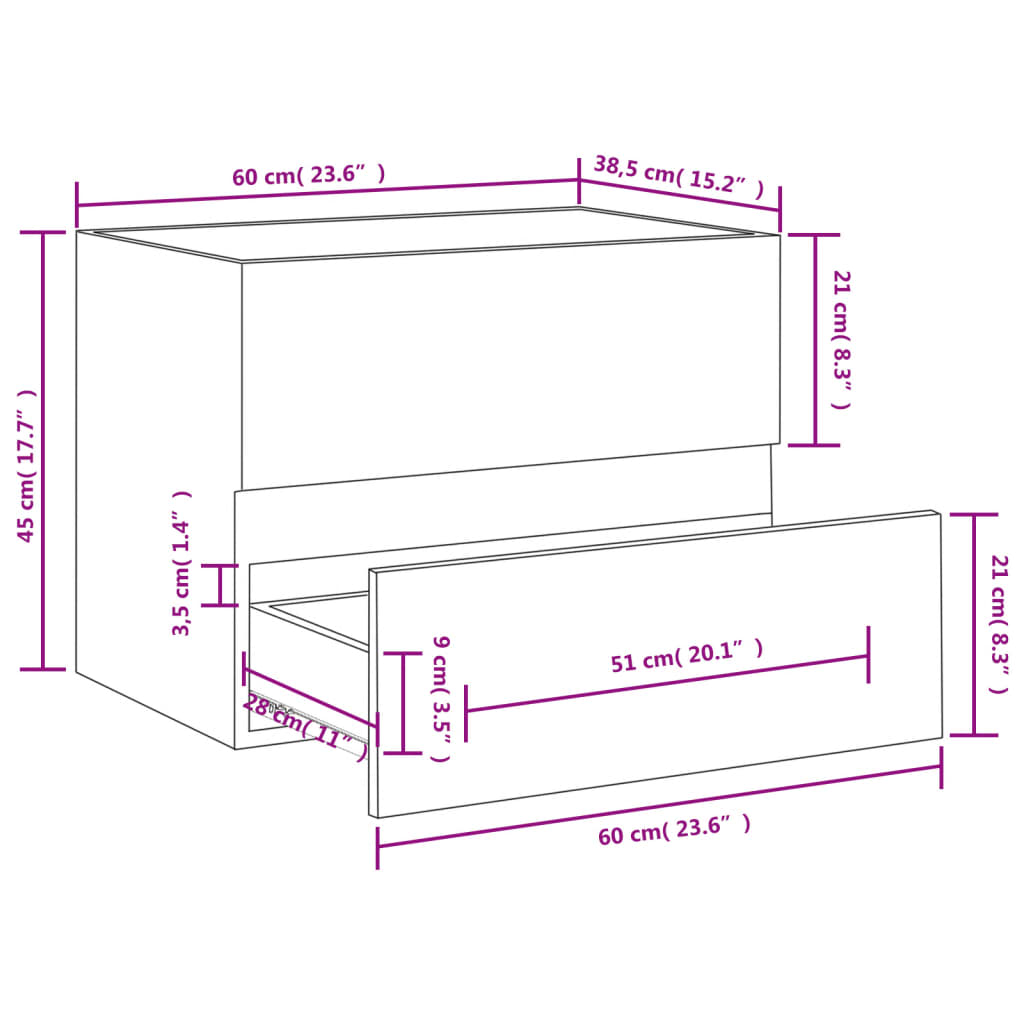 Servantskap betonggrå 60x38,5x45 cm konstruert tre