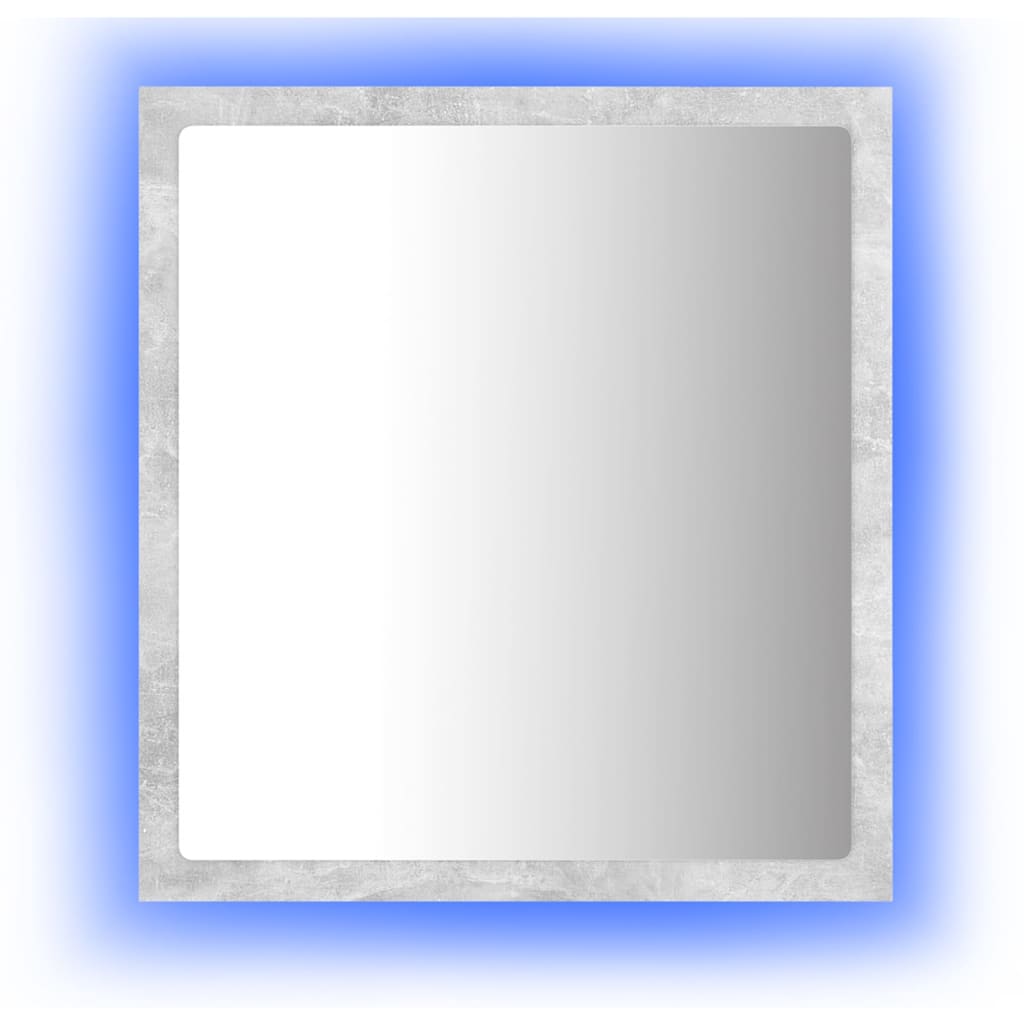 LED-badespeil betonggrå 40x8,5x37 cm akryl