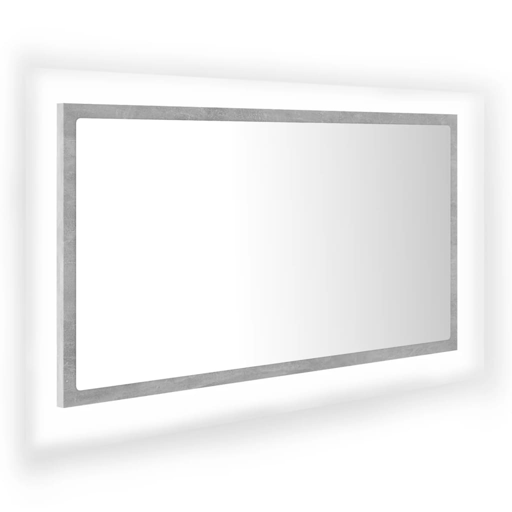 LED-badespeil betonggrå 80x8,5x37 cm akryl