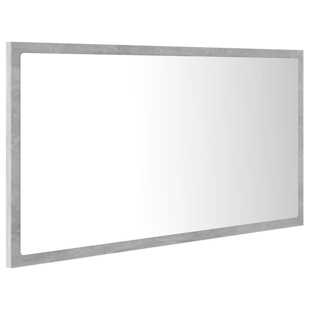 LED-badespeil betonggrå 80x8,5x37 cm akryl