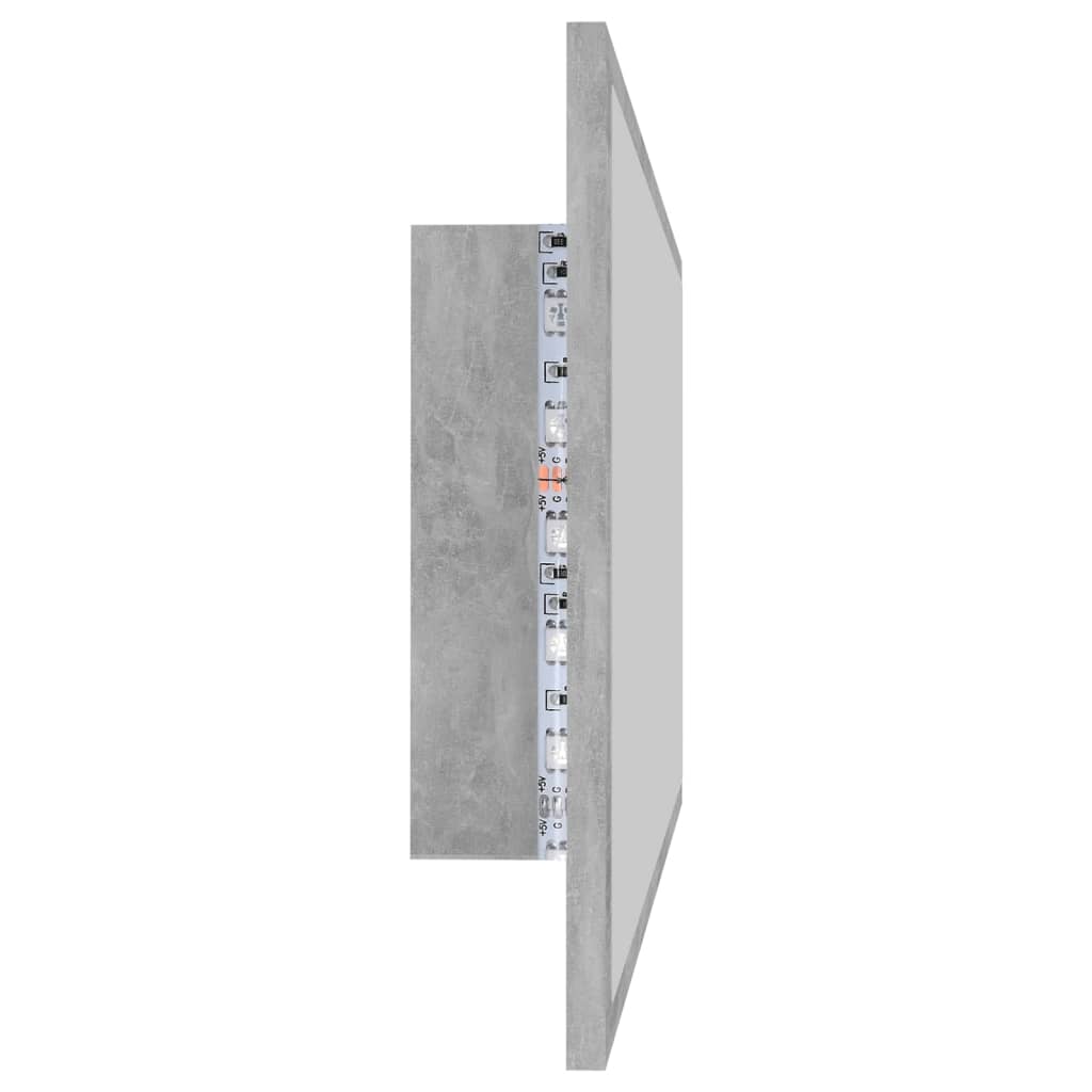 LED-badespeil betonggrå 90x8,5x37 cm akryl
