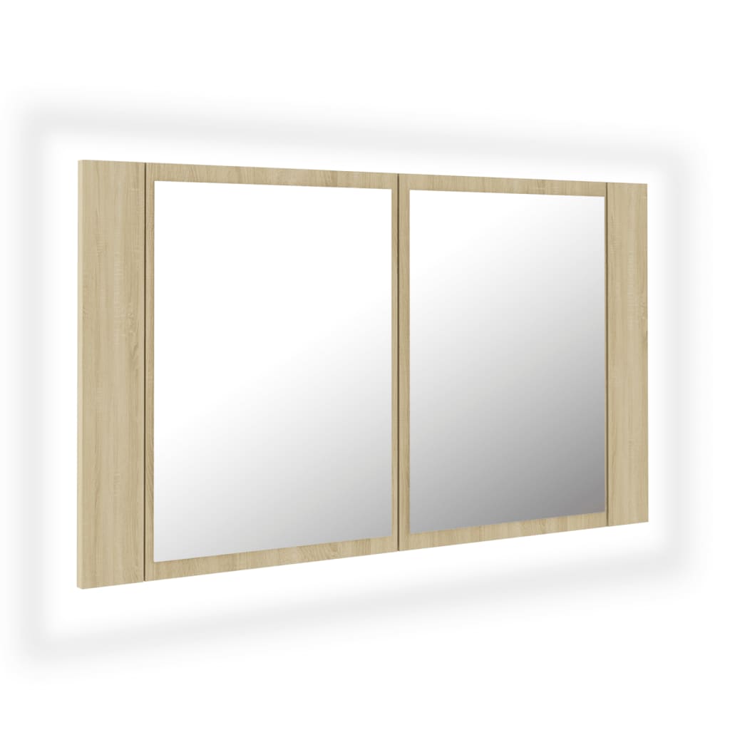 LED-speilskap sonoma eik 80x12x45 cm akryl