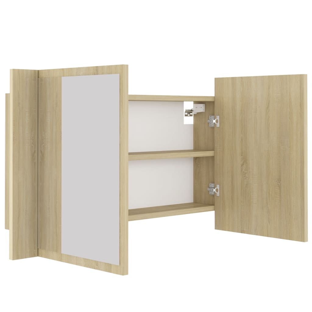LED-speilskap sonoma eik 80x12x45 cm akryl