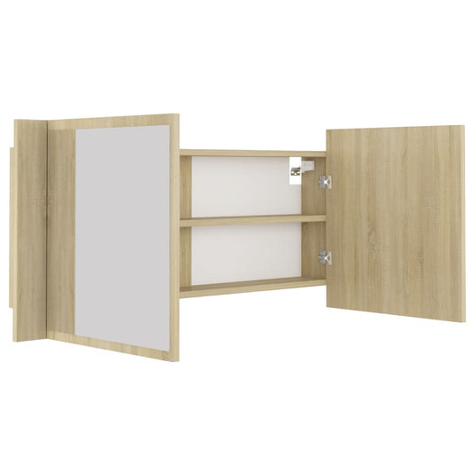 LED-speilskap til baderom sonoma eik 100x12x45 cm akryl
