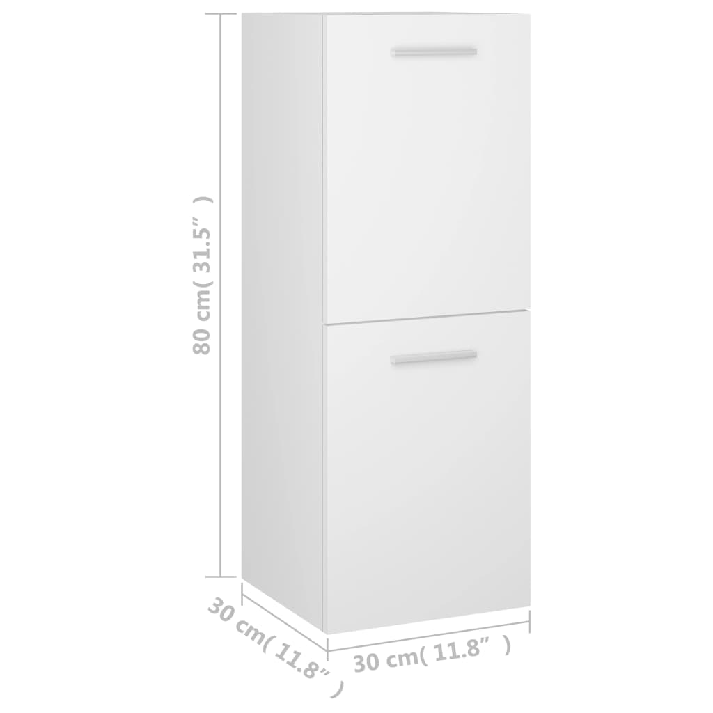 Baderomsskap hvit 30x30x80 cm konstruert tre