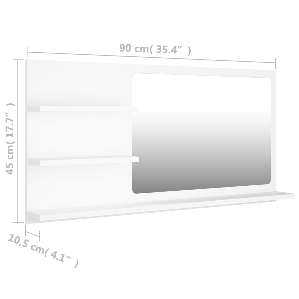 Baderomsspeil hvit 90x10,5x45 cm konstruert tre