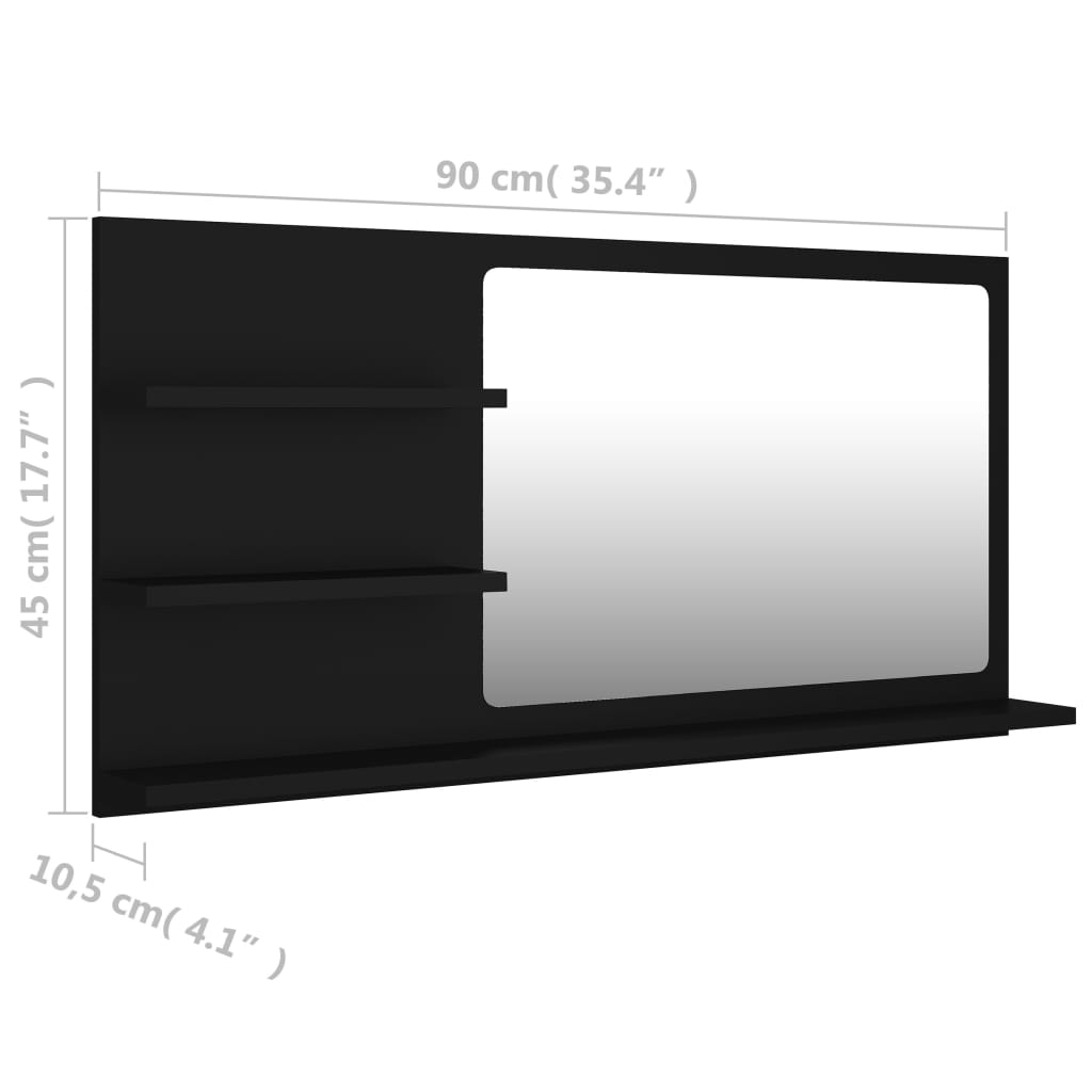 Baderomsspeil svart 90x10,5x45 cm konstruert tre