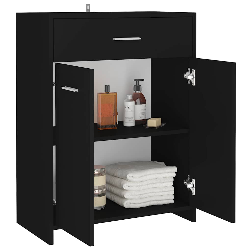 Baderomsskap svart 60x33x80 cm konstruert tre