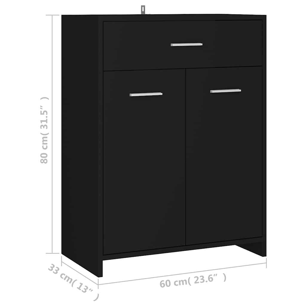 Baderomsskap svart 60x33x80 cm konstruert tre