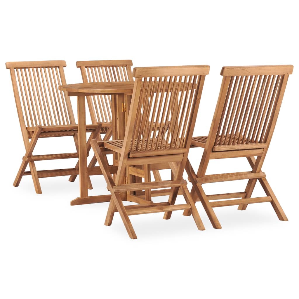 Utendørs spisestue sammenleggbar 5 deler heltre teak vidaXL