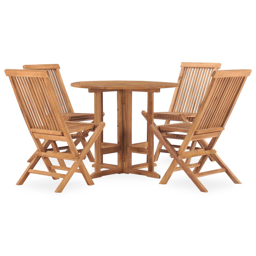 Utendørs spisestue sammenleggbar 5 deler heltre teak vidaXL