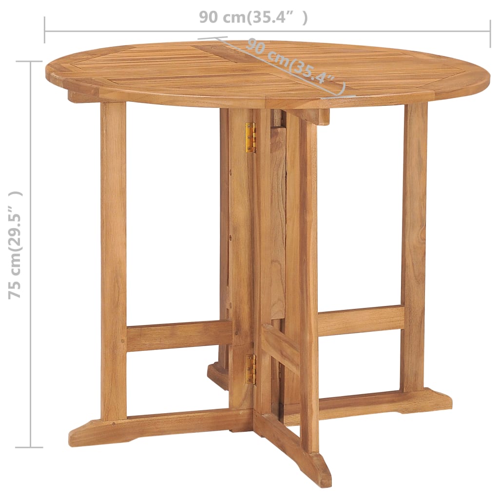 Utendørs spisestue sammenleggbar 5 deler heltre teak vidaXL