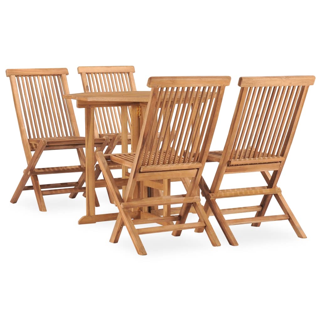 Utendørs spisestue sammenleggbar 5 deler heltre teak vidaXL