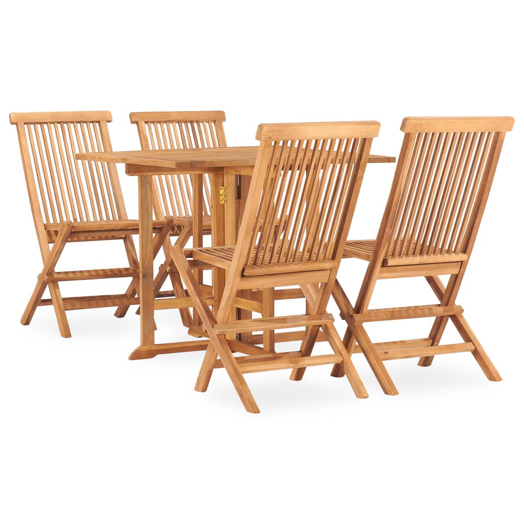 Utendørs spisestue sammenleggbar 5 deler heltre teak vidaXL