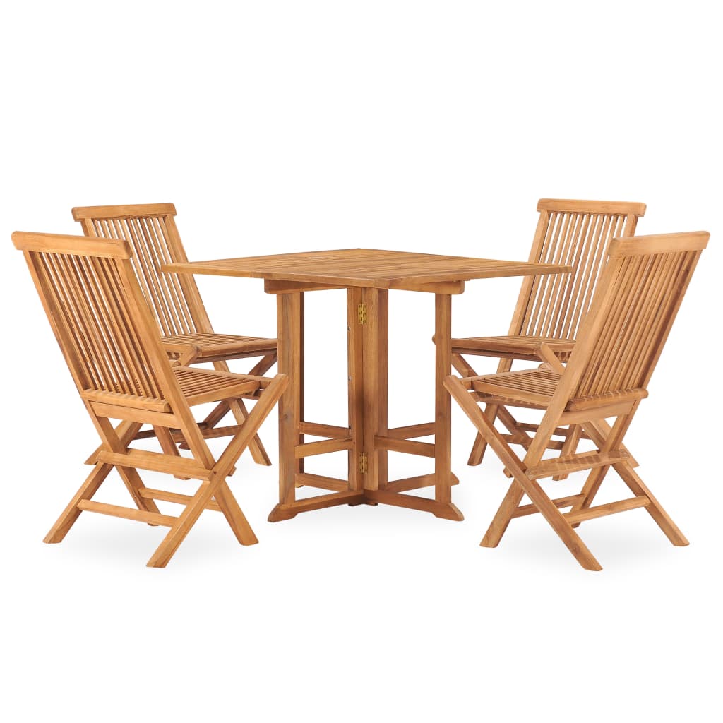 Utendørs spisestue sammenleggbar 5 deler heltre teak vidaXL