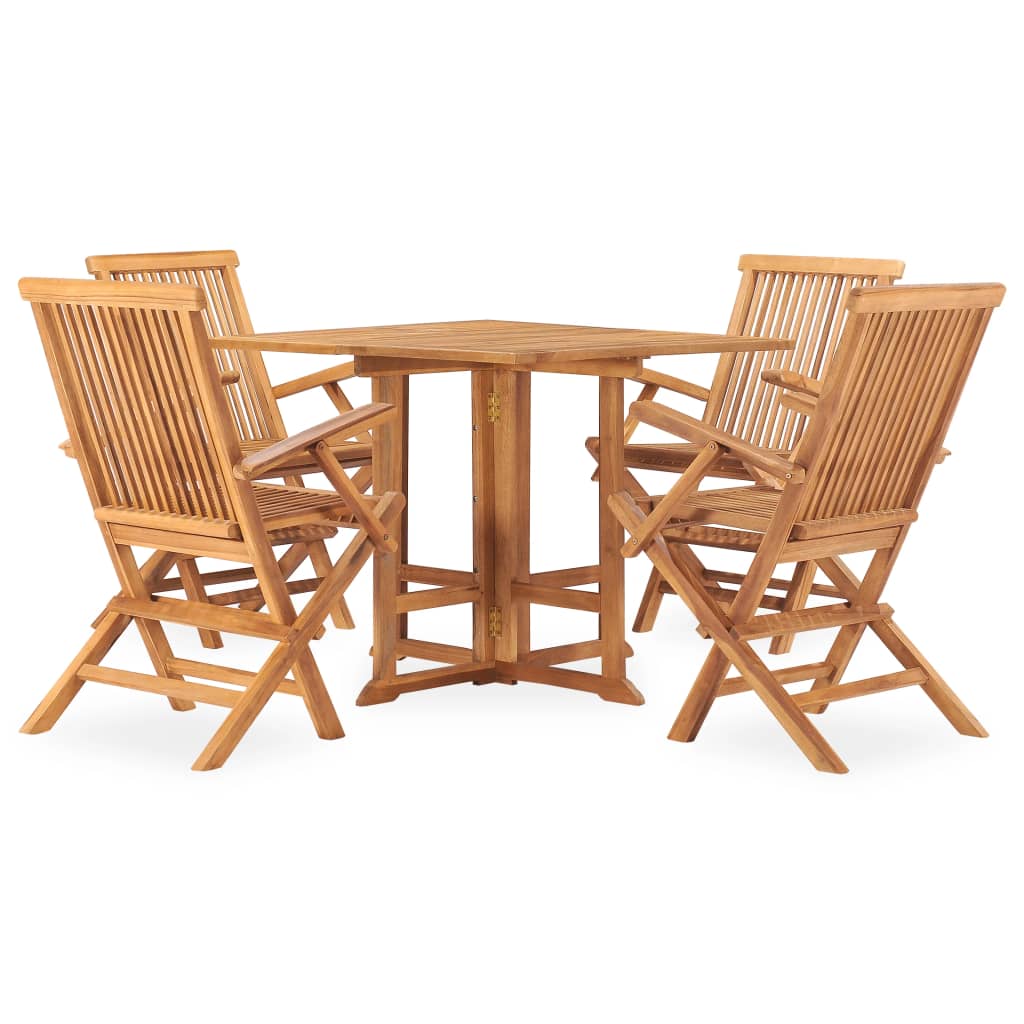 Utendørs spisestue sammenleggbar 5 deler heltre teak vidaXL