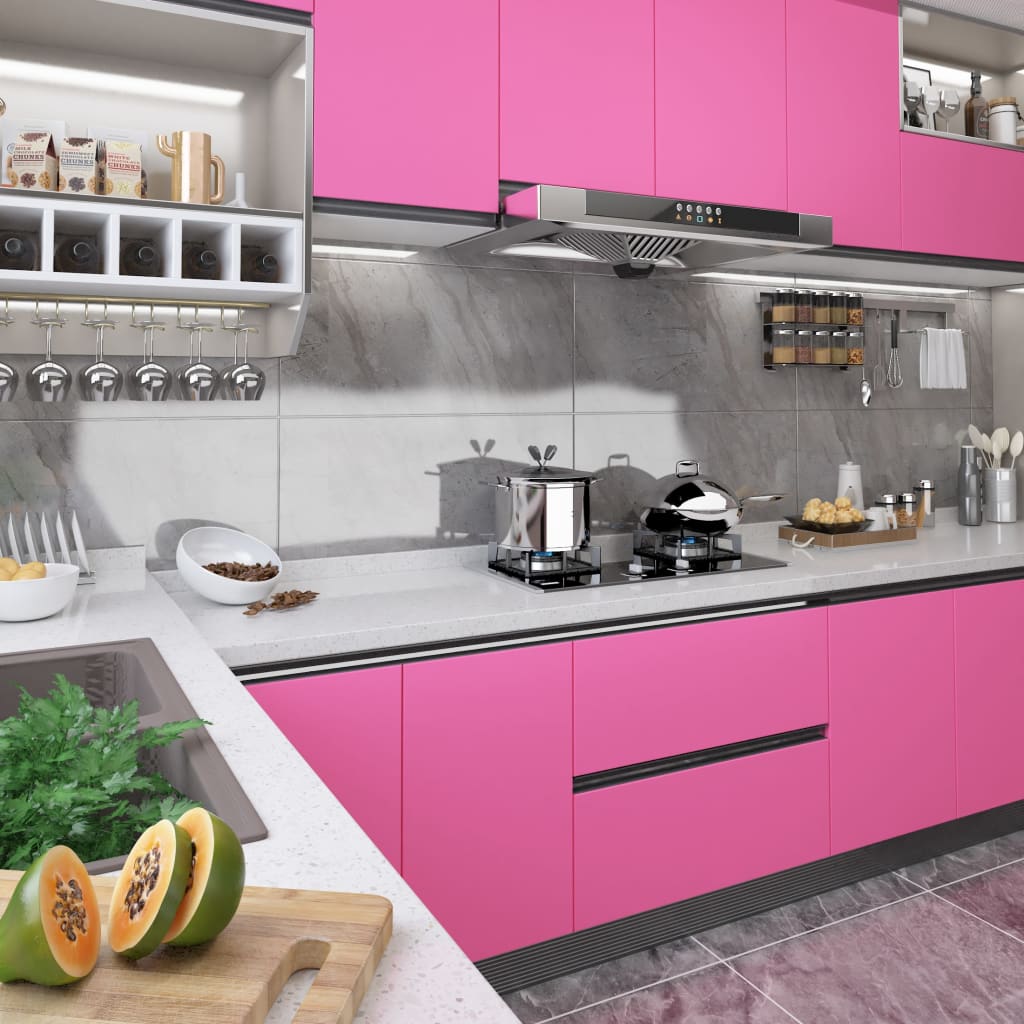Selvklebende folie til møbler høyglans rosa 500x90 cm PVC