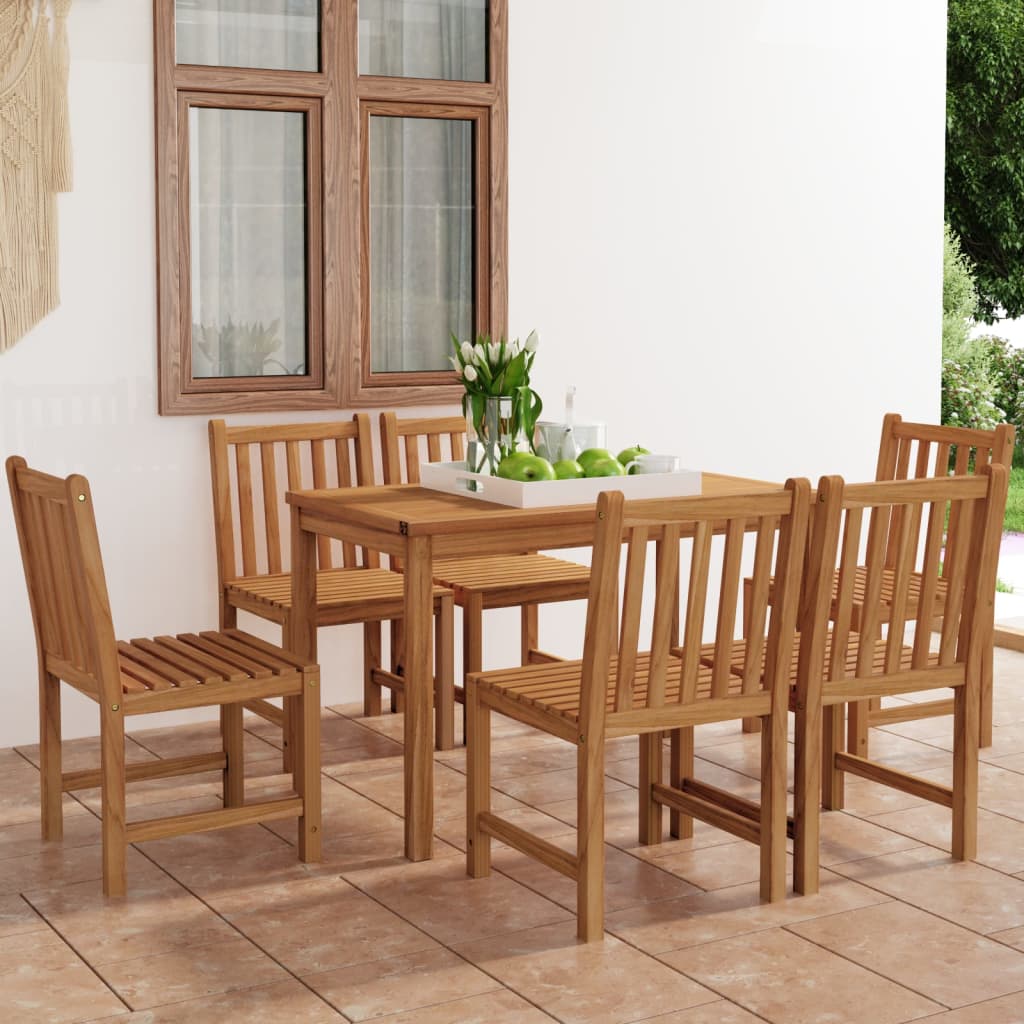 7-delers hagespisesett 120x70 cm heltre teak