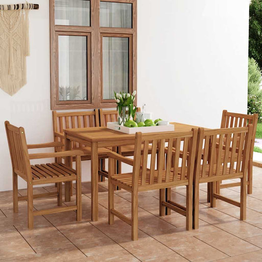 7-delers hagespisesett 140x80 cm heltre teak vidaXL