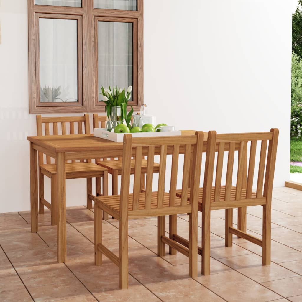 5-delers hagespisesett 150x90 cm heltre teak