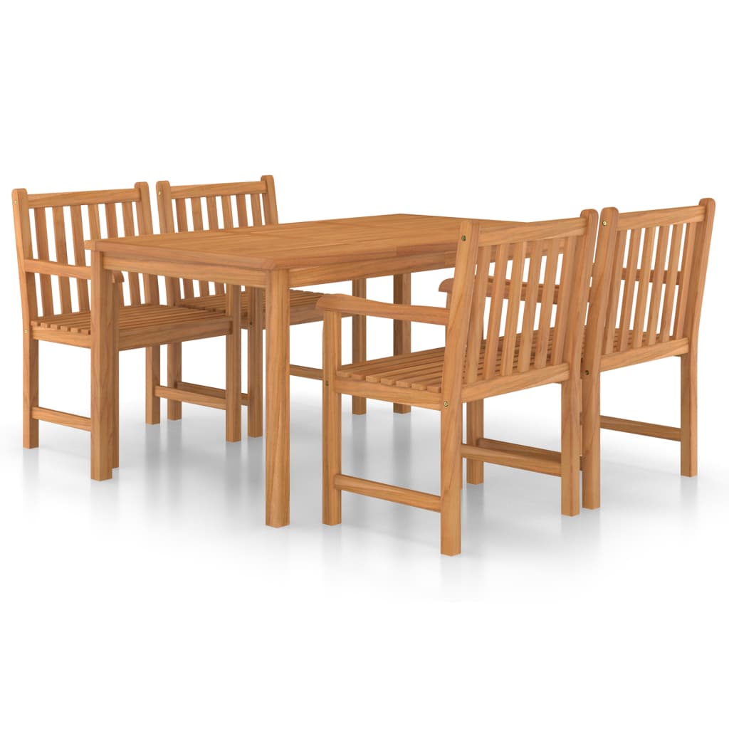 5-delers hagespisesett 150x90 cm heltre teak vidaXL