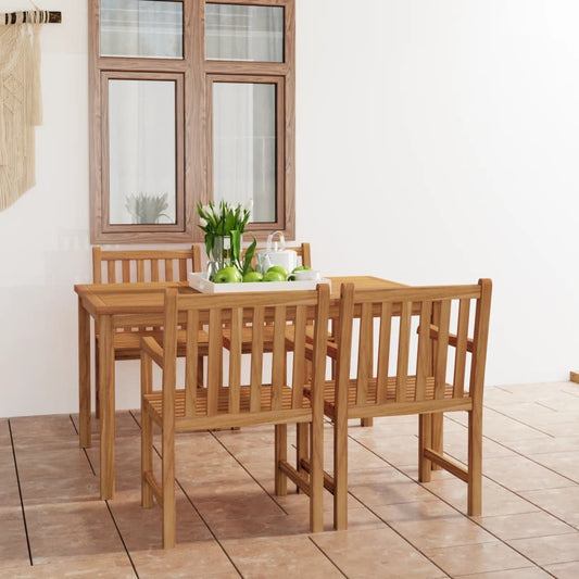 5-delers hagespisesett 150x90 cm heltre teak vidaXL