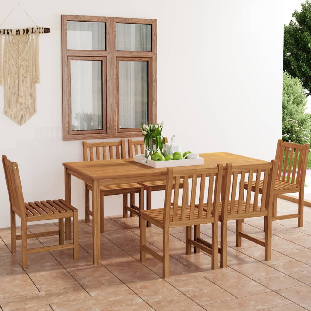 7-delers hagespisesett 180x90 cm heltre teak vidaXL