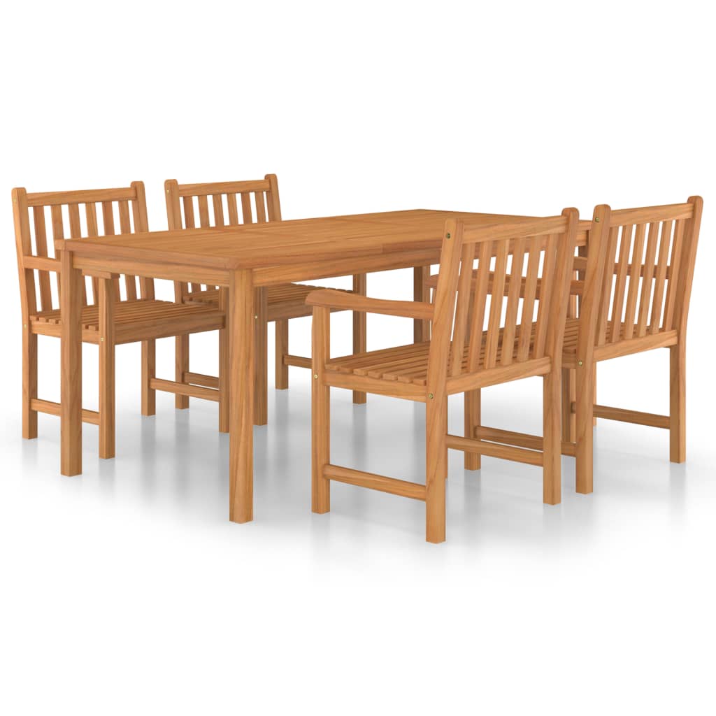 5-delers hagespisesett 180x90 cm heltre teak vidaXL