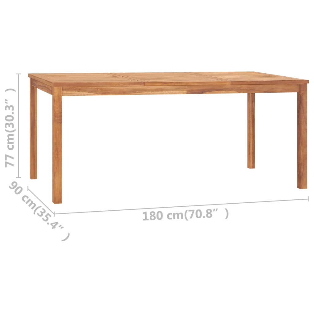 7-delers hagespisesett 180x90 cm heltre teak vidaXL