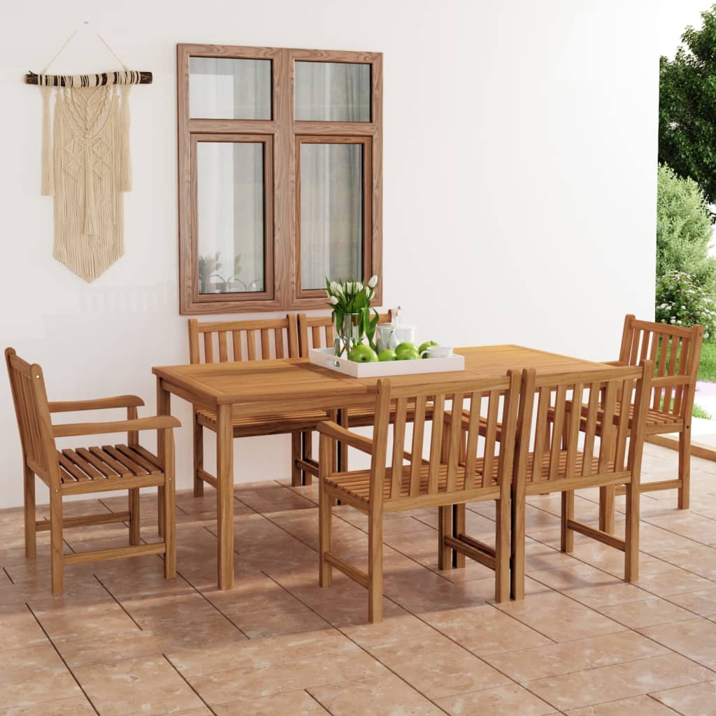 7-delers hagespisesett 180x90 cm heltre teak vidaXL