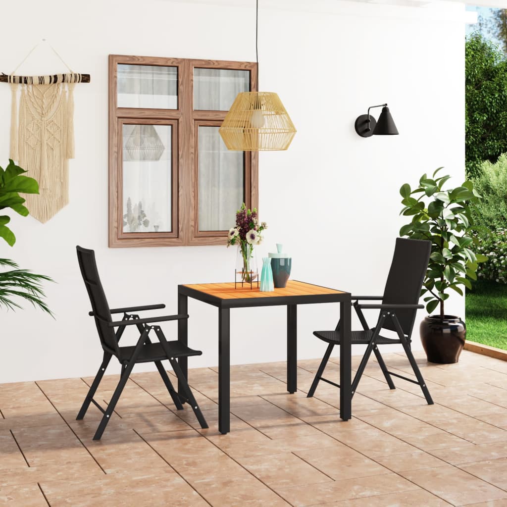 Utendørs spisestue 3 deler svart og brun