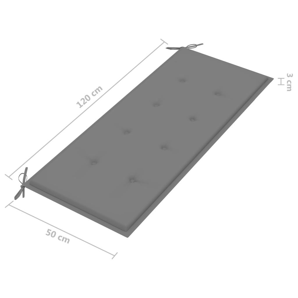 2-seters hagebenk med pute 120 cm eukalyptus grå