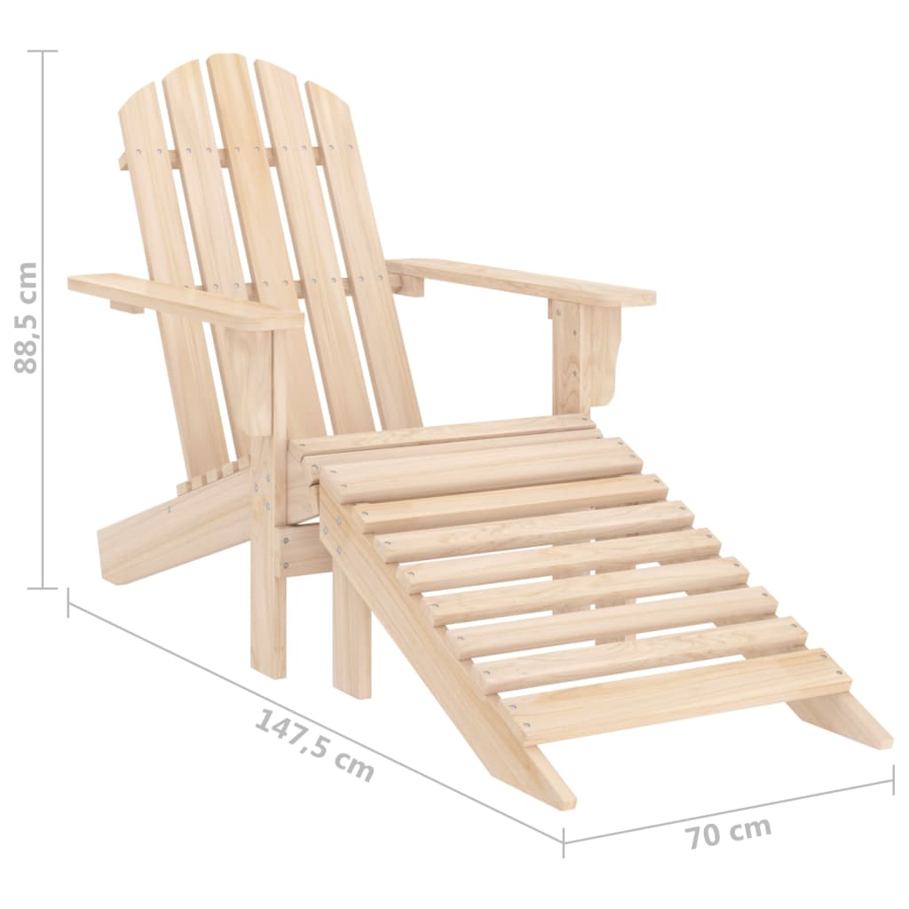 Adirondack hagestol med ottoman heltre gran