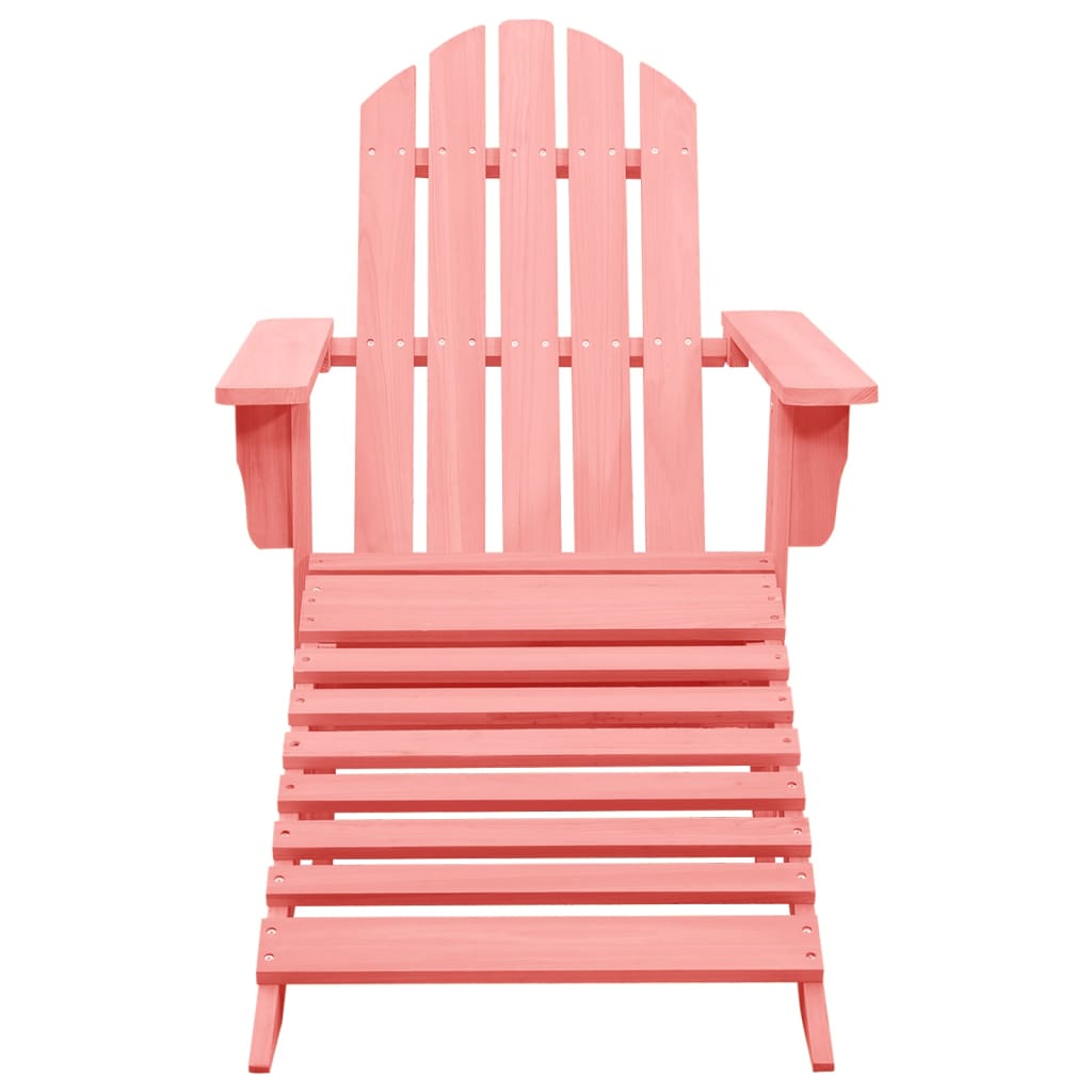 Adirondack hagestol med ottoman heltre gran rosa