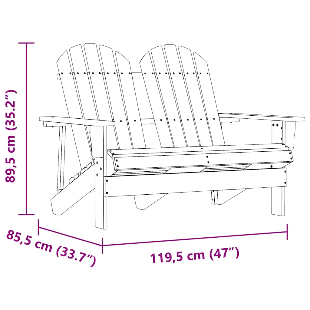 Adirondack hagestol 2-seters heltre gran
