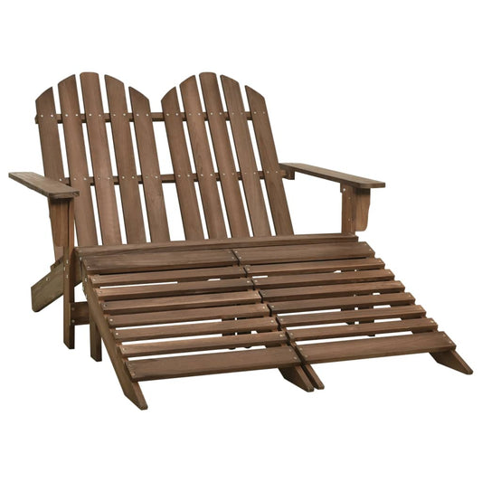 Adirondack hagestol og ottoman 2-seters heltre gran brun