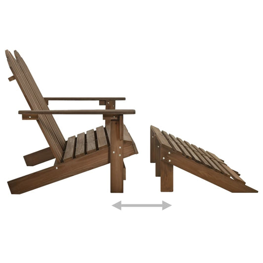 Adirondack hagestol og ottoman 2-seters heltre gran brun