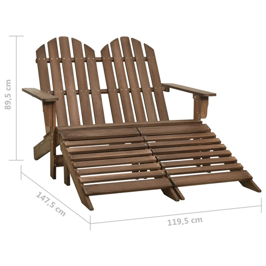 Adirondack hagestol og ottoman 2-seters heltre gran brun