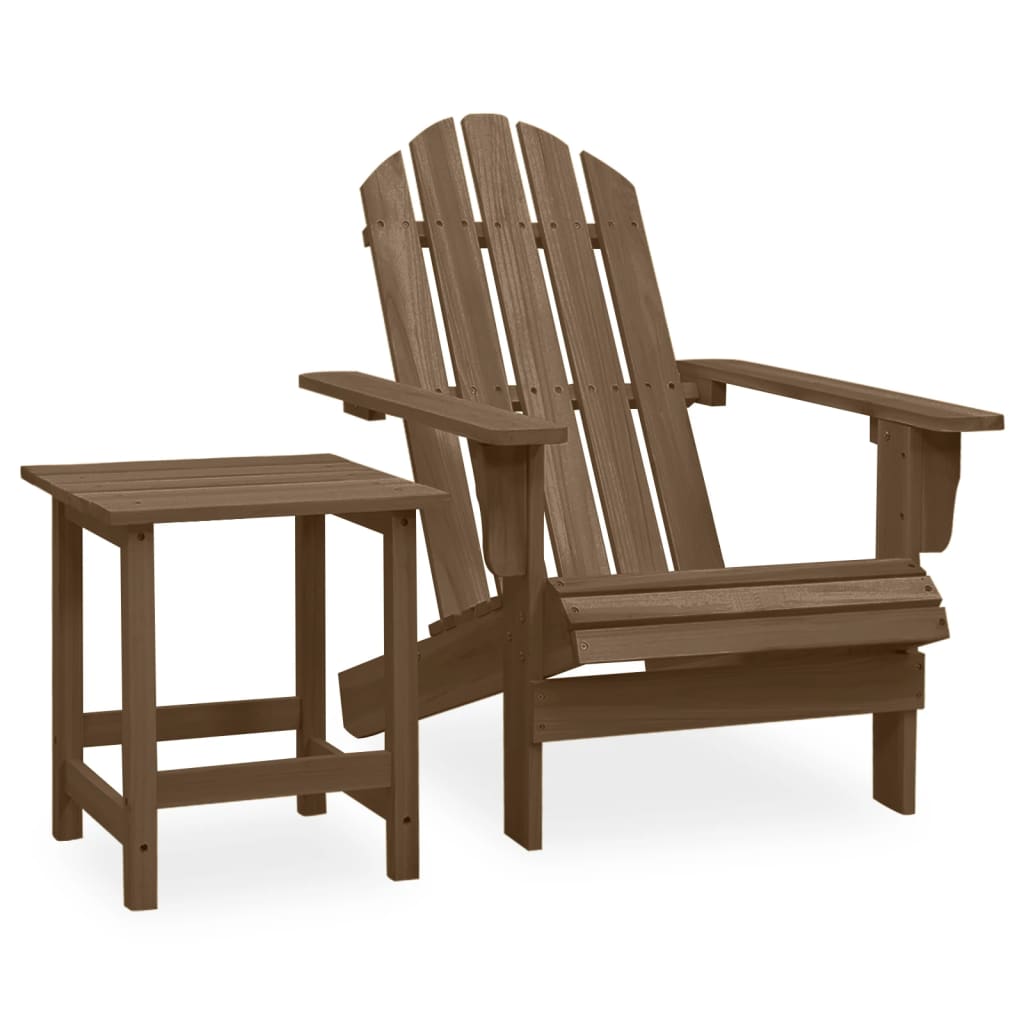 Adirondack hagestol med bord heltre gran brun