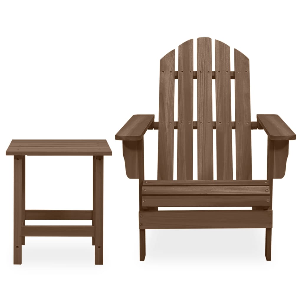 Adirondack hagestol med bord heltre gran brun
