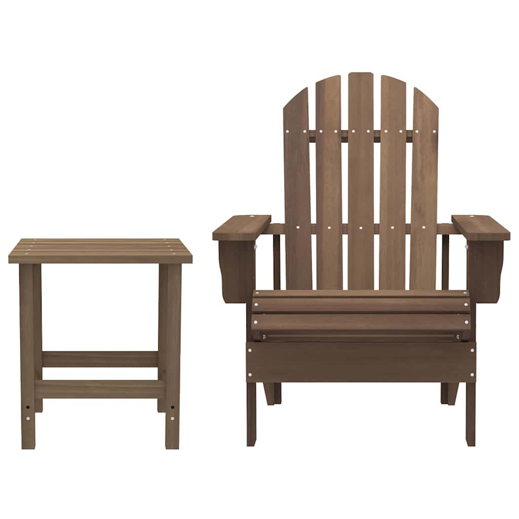 Adirondack hagestol med bord heltre gran brun