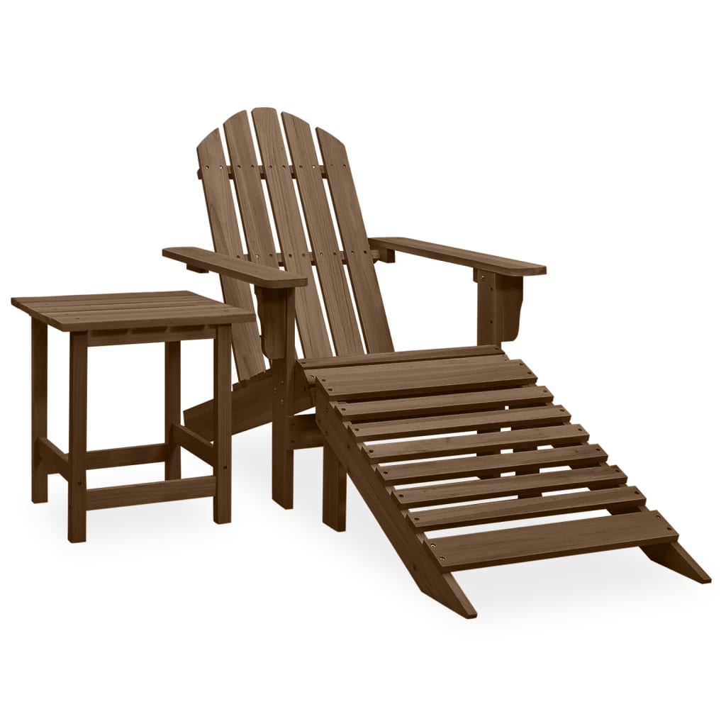 Adirondack hagestol med ottoman og bord heltre gran brun vidaXL