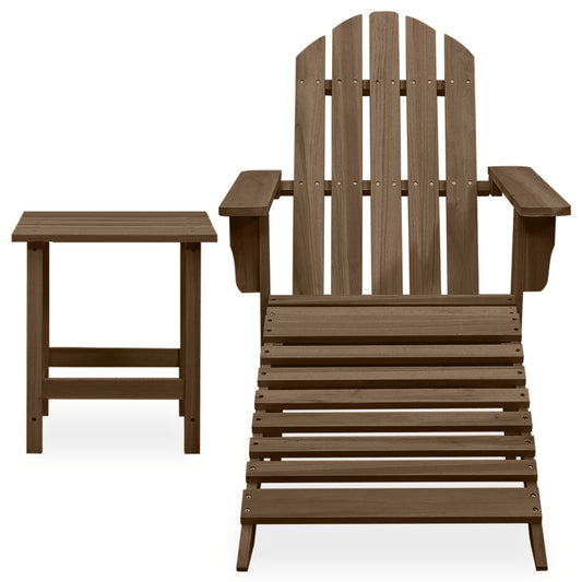 Adirondack hagestol med ottoman og bord heltre gran brun vidaXL