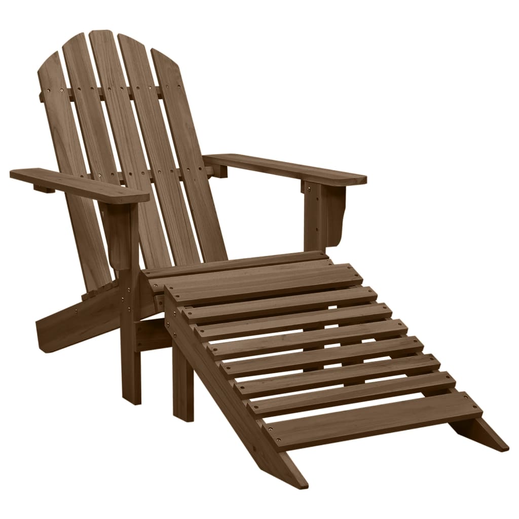 Adirondack hagestol med ottoman og bord heltre gran brun vidaXL