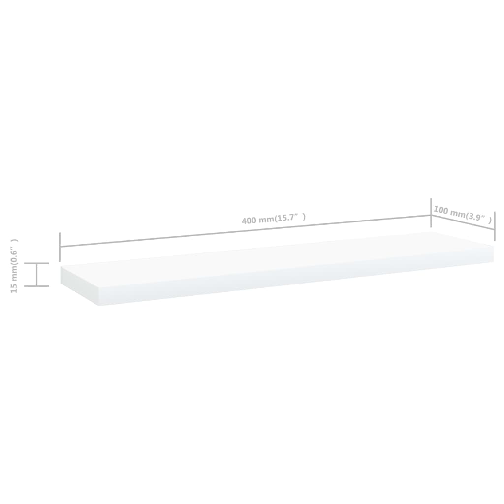 Hylleplater 4 stk hvit 40x10x1,5 cm konstruert tre