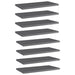 Hylleplater 8 stk høyglans grå 40x20x1,5 cm sponplate