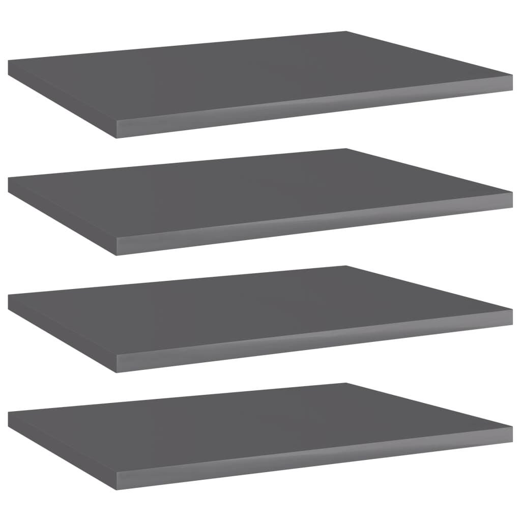 Hylleplater 4 stk høyglans grå 40x30x1,5 cm sponplate