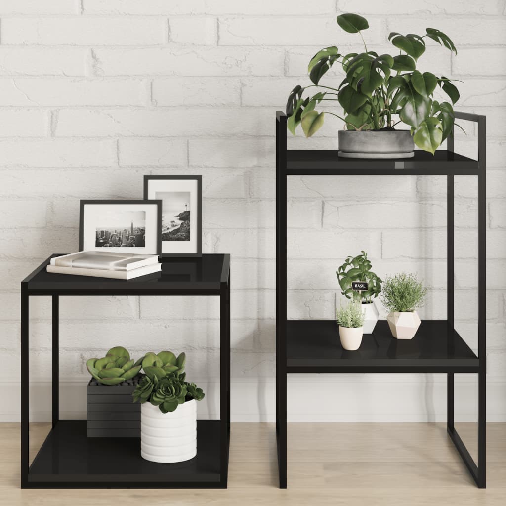 Hylleplater 8 stk høyglans svart 40x40x1,5 cm konstruert tre